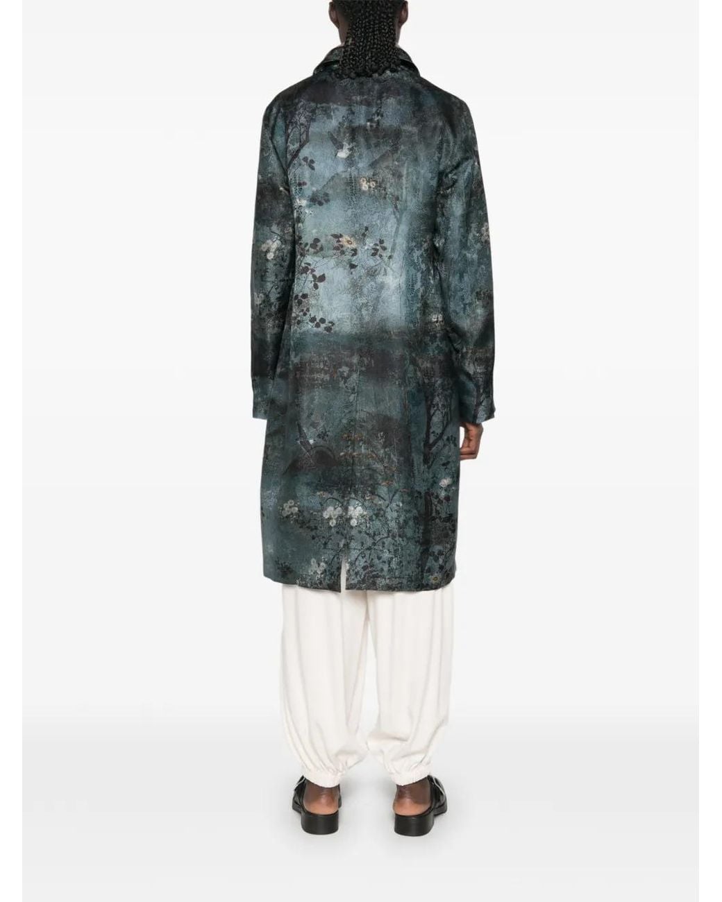 Pierre Louis Mascia Blue Floral-Print Coat