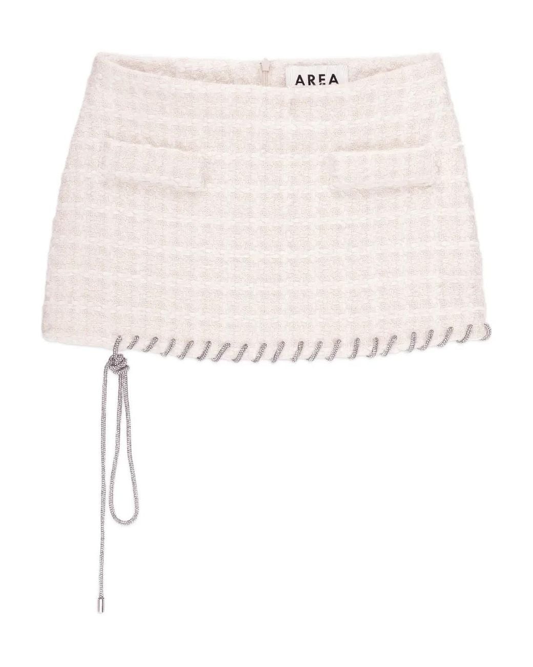 Area White Tweed-Texture Mini Skirt