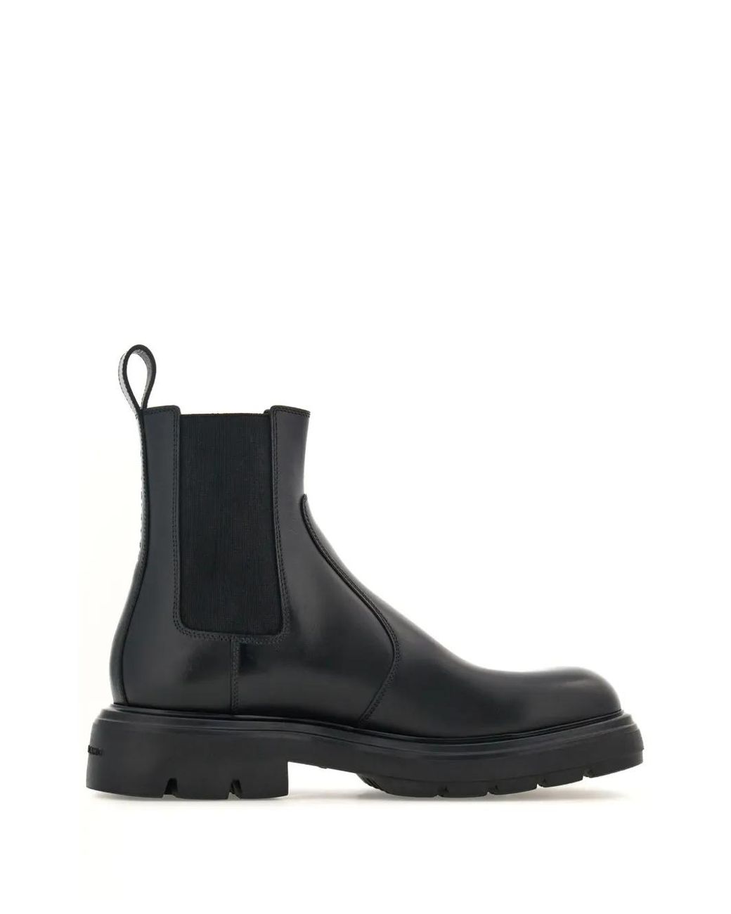 Ferragamo Black Logo-Debossed Leather Boots