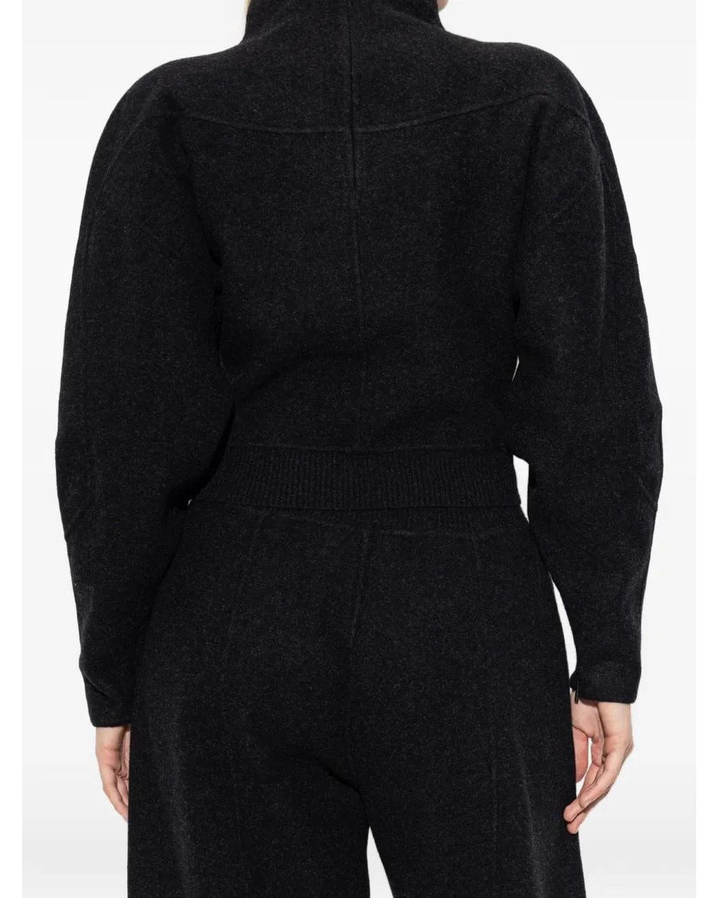 Max Mara Black Cropped Wool And Cashmere Jersey Sweatshirt