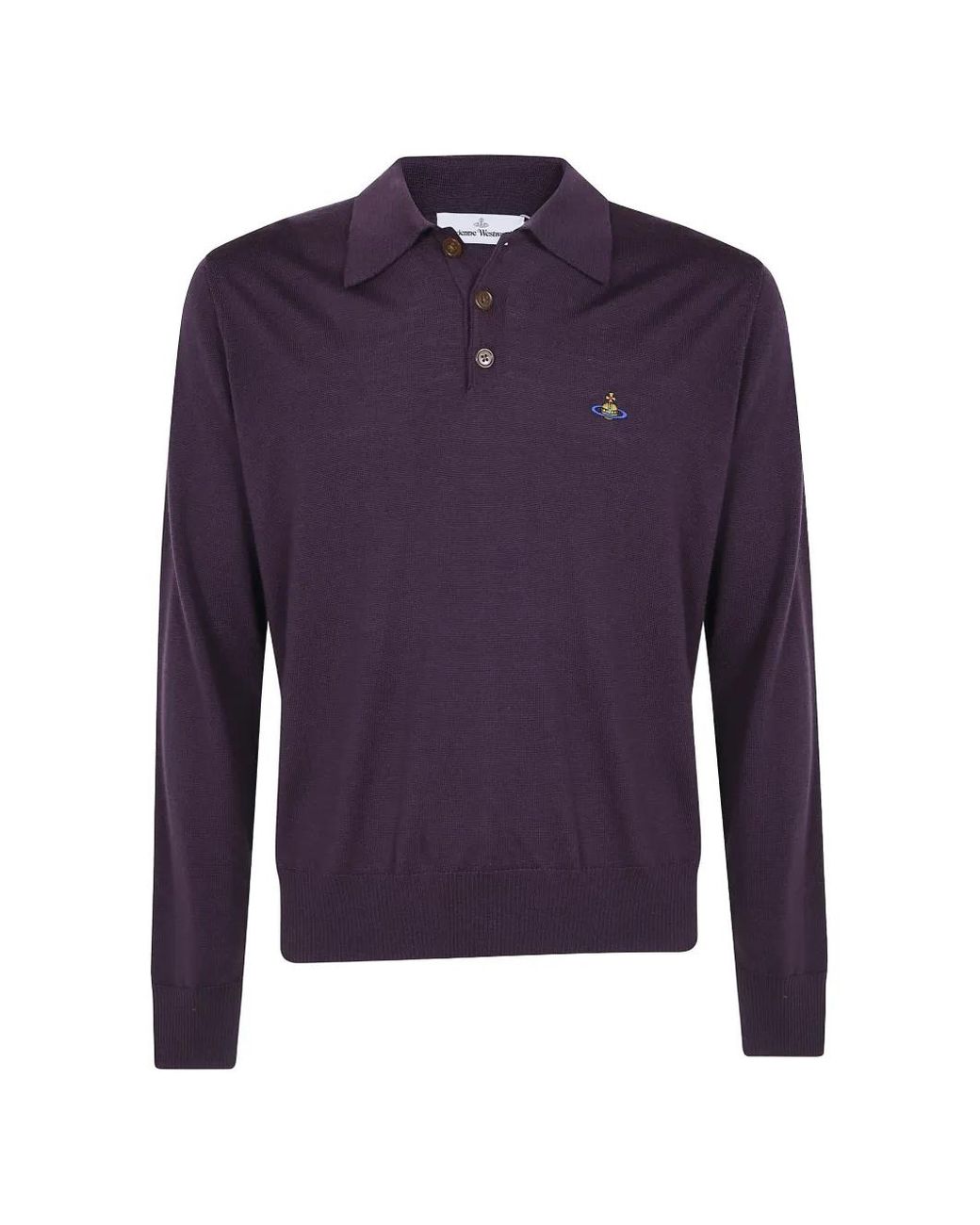 Vivienne Westwood Blue Mark Orb-Embroidered Wool Polo Shirt for men