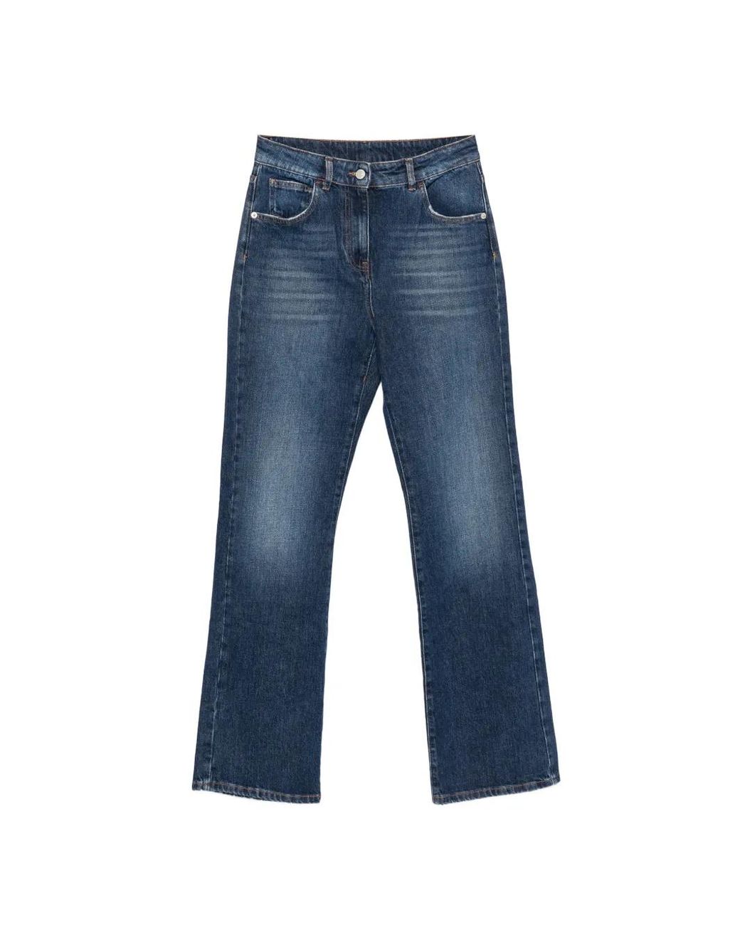Twinset Blue Faded Straight-Leg Jeans