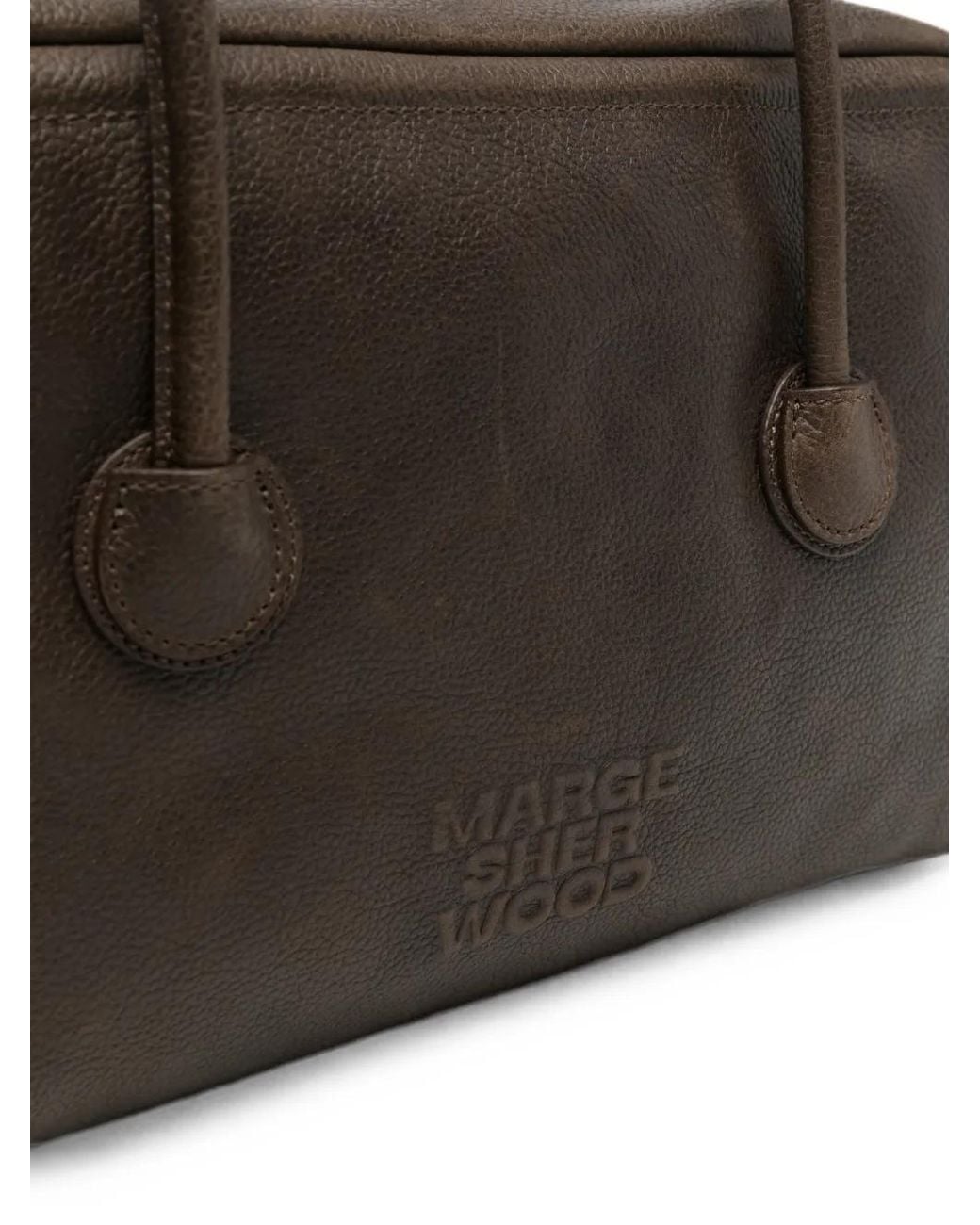 MARGE SHERWOOD Black Logo-Embossed Pebbled Tote Bag