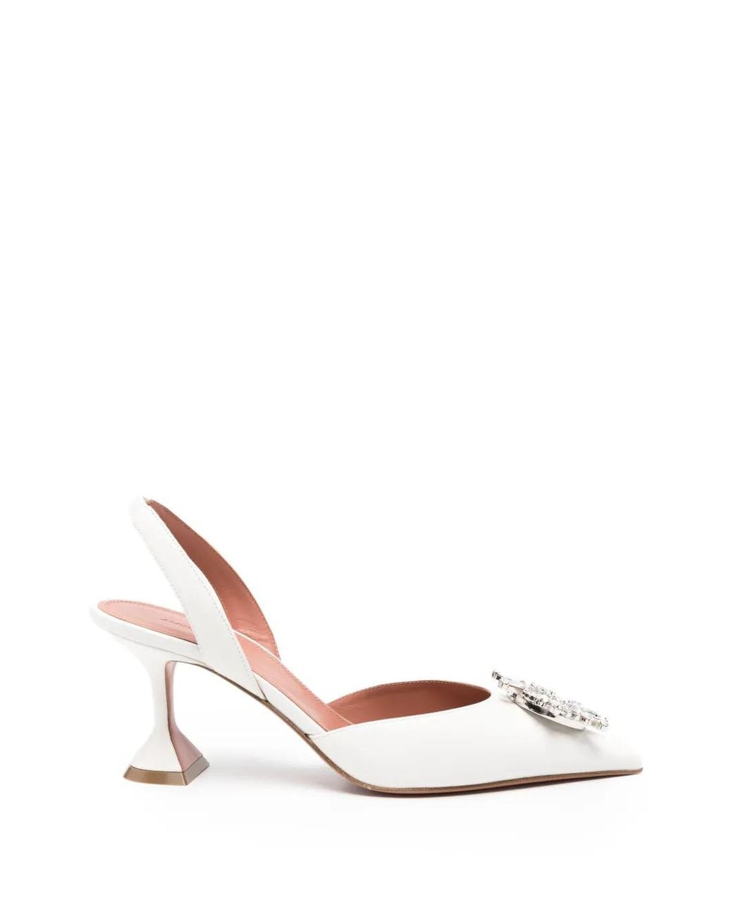 AMINA MUADDI White Begum Crystal-Embellished Slingback Pumps
