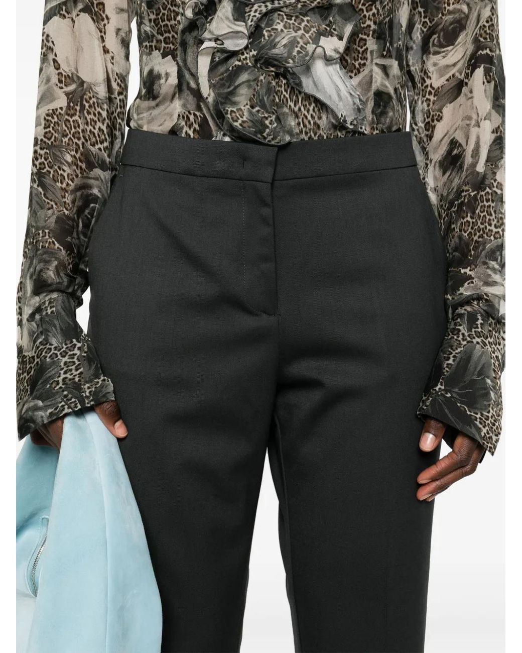 Etro Black Wool-Blend Classic Fit Pants