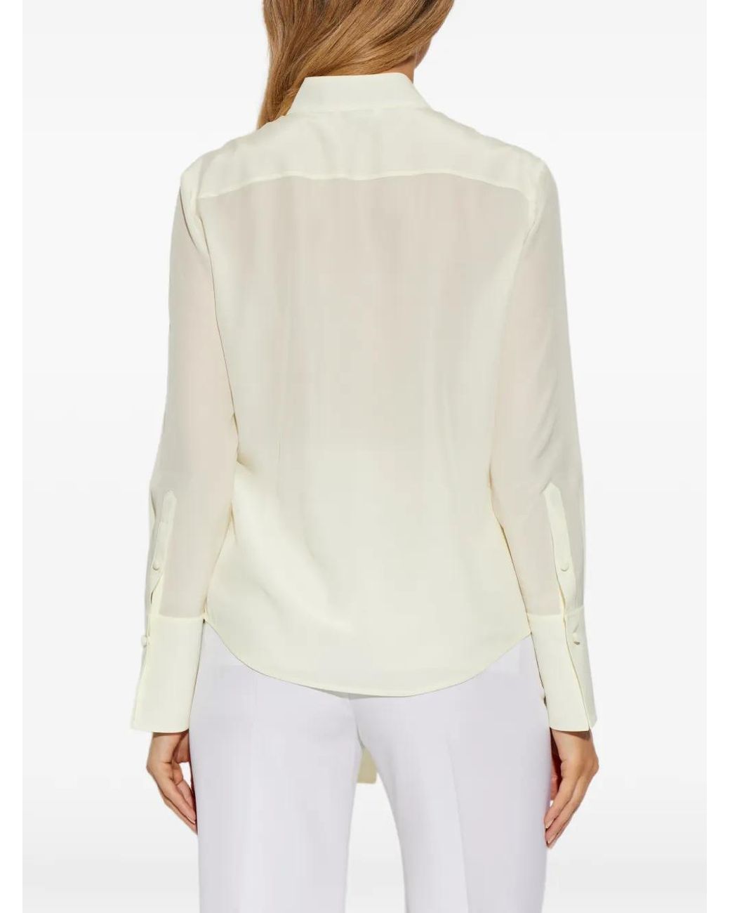 McQueen White Ruffled Silk Blouse