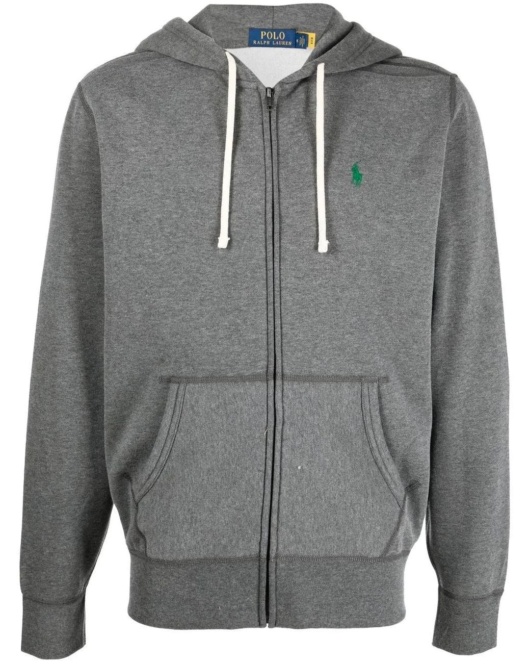 Polo Ralph Lauren Gray Cotton-Blend Front-Zip Hoodie for men