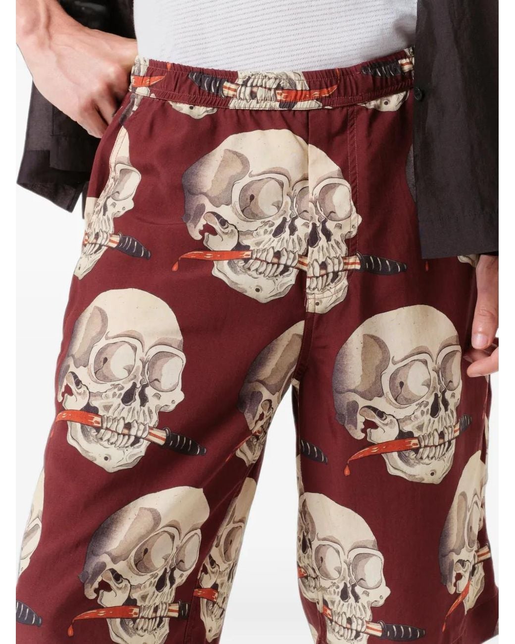Endless Joy Black Skull-Print Elasticated Shorts for men