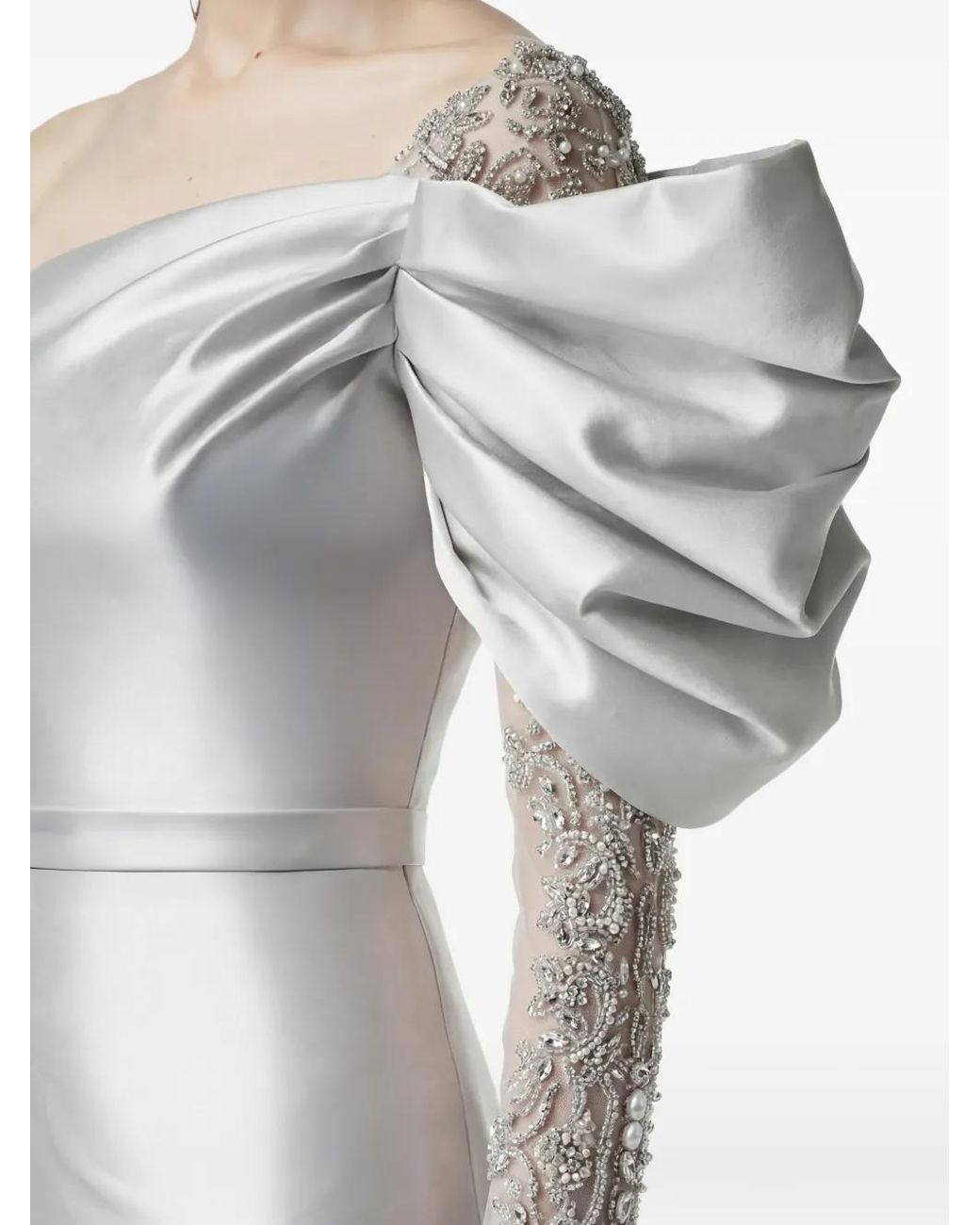 Gatti Nolli by Marwan White Embellished Maxi Dress