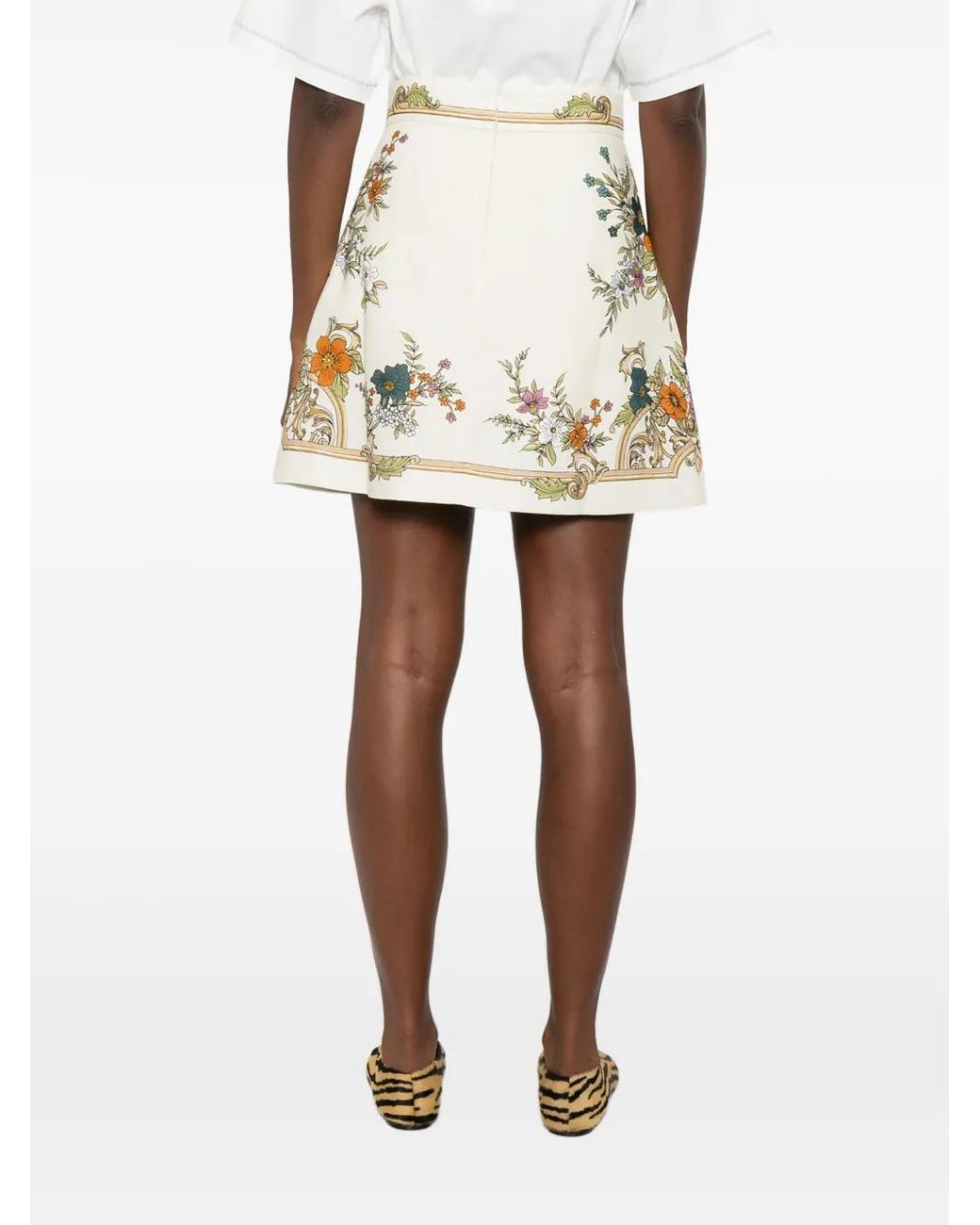 ALÉMAIS Natural Floral-Print Mini Skirt