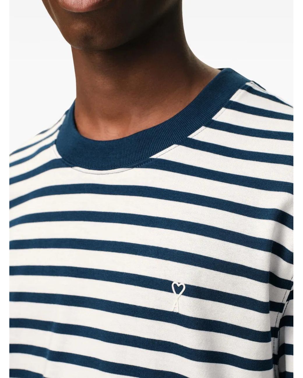 AMI Blue Boxy Fit T-Shirt Coeur Patch