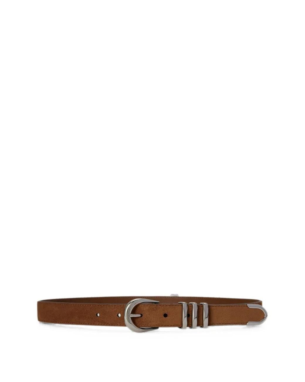 Ralph Lauren White Metal-Keeper Suede Belt