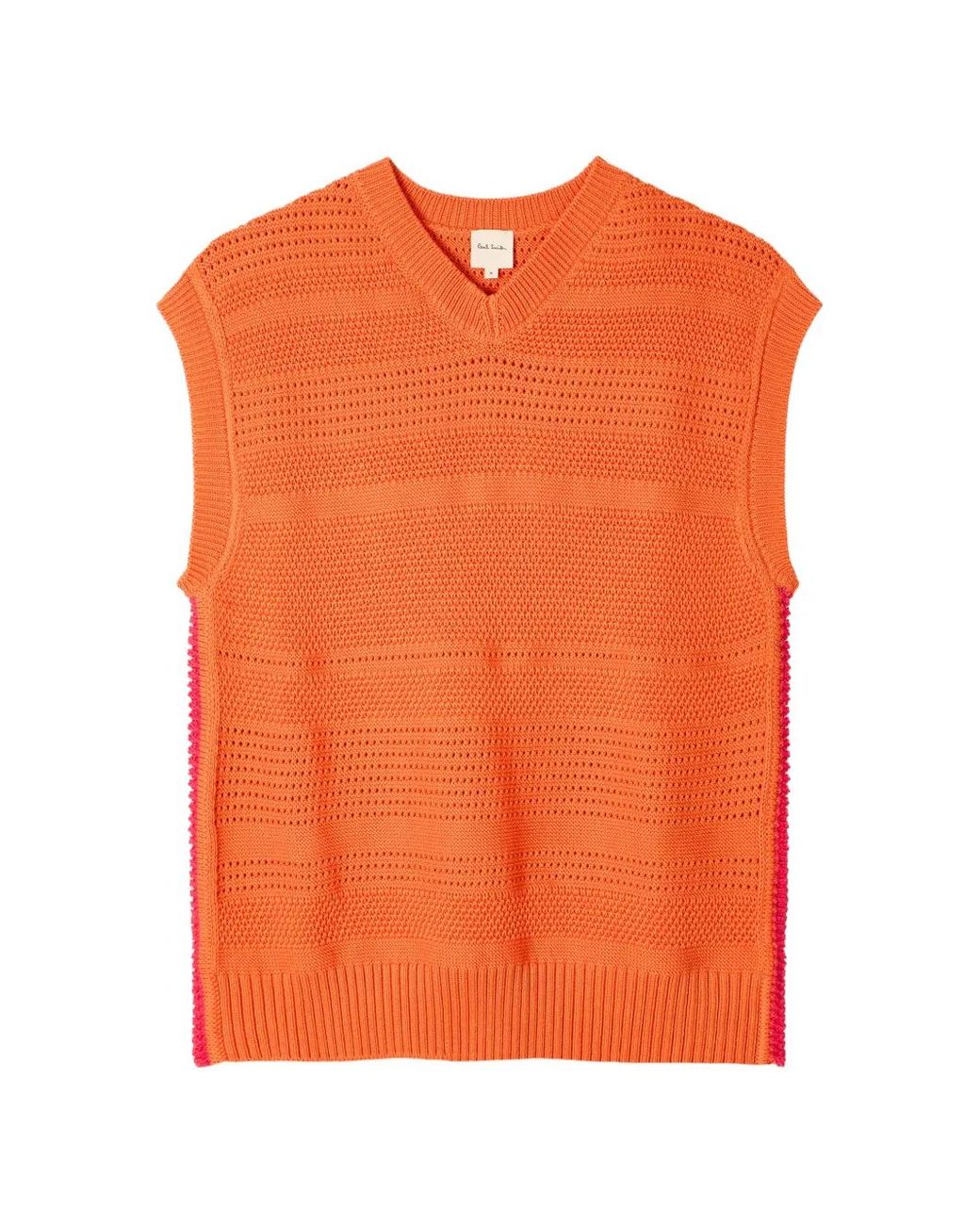 Paul Smith Orange Textured Cotton Knitted Vest for men