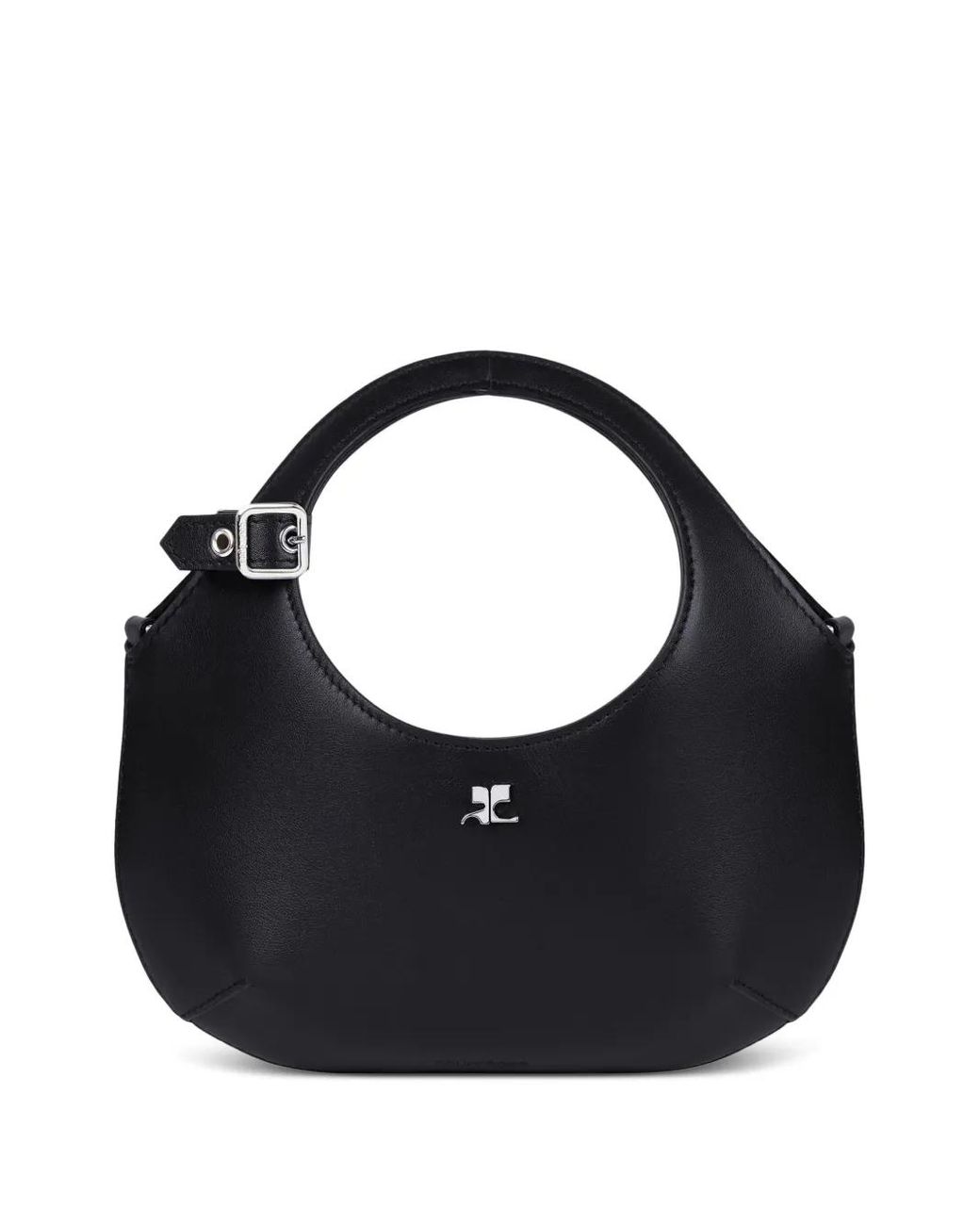 Courreges Black Calf Leather Mini Tote Bag