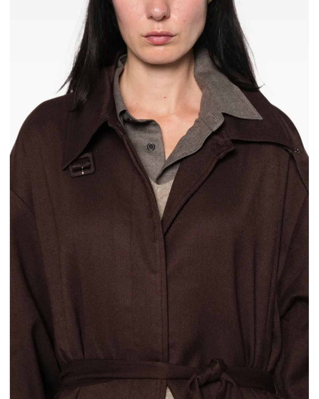 LA PISCINE Red Belted Oversized-Collar Jacket