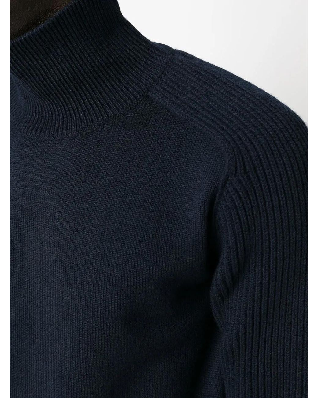 Jil Sander Blue High-Neck Wool Jumper for men