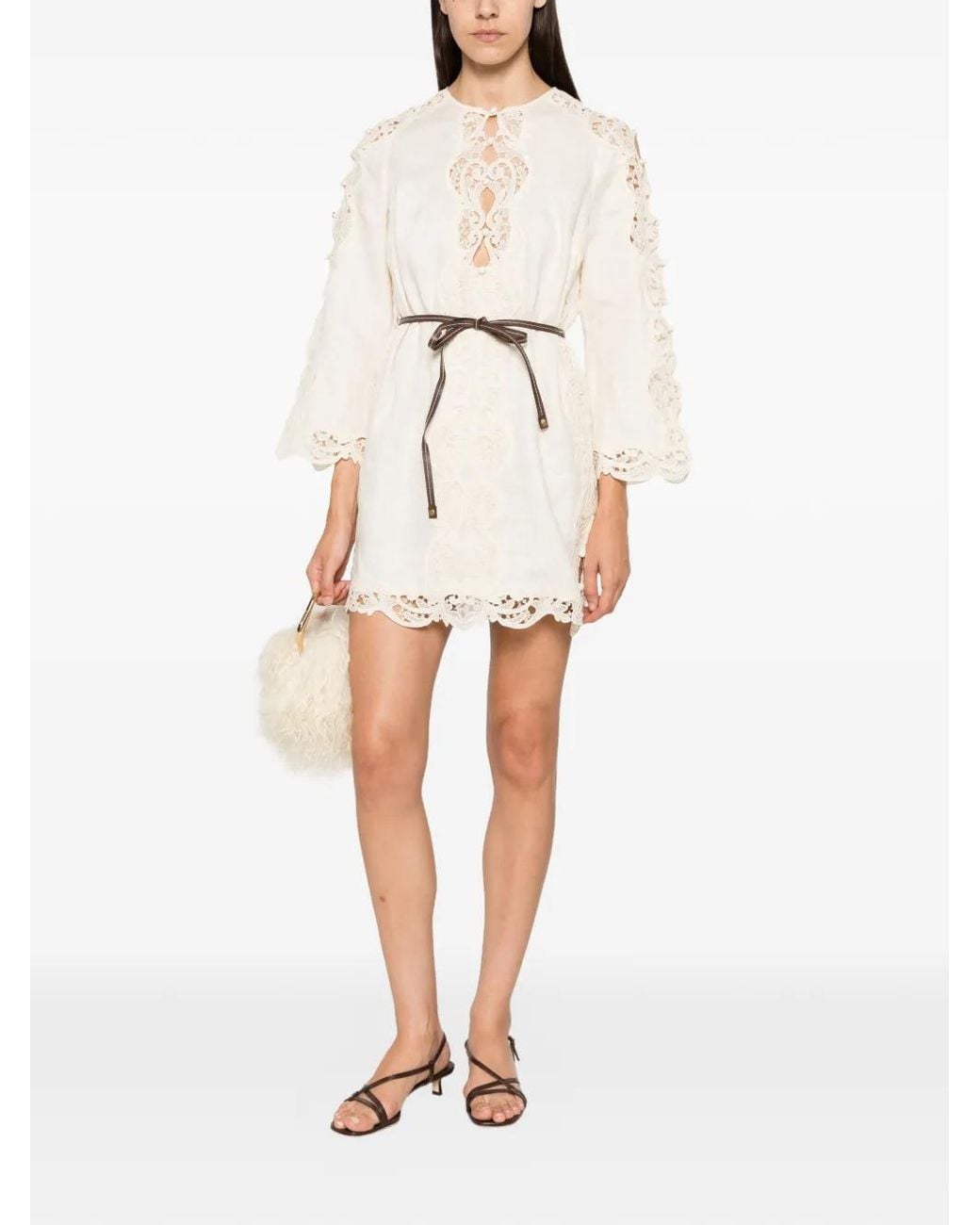 Zimmermann Natural Awaken Embroidered Mini Dress