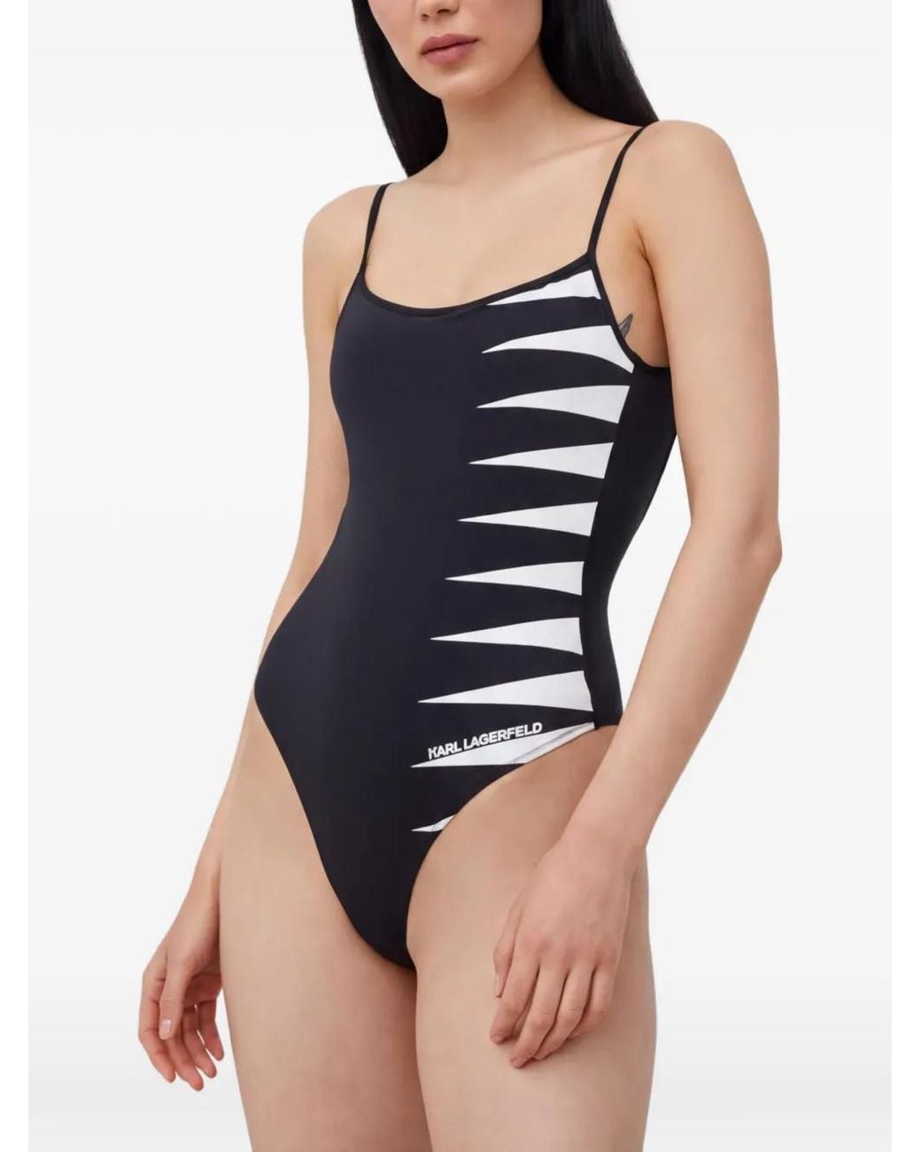 Karl Lagerfeld Blue Logo-Print Swimsuit