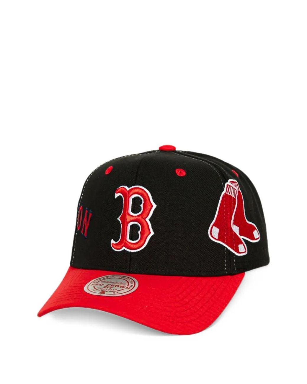 Mitchell & Ness Red X Mlb Boston Sox Overbite Pro Snapback Cap for men