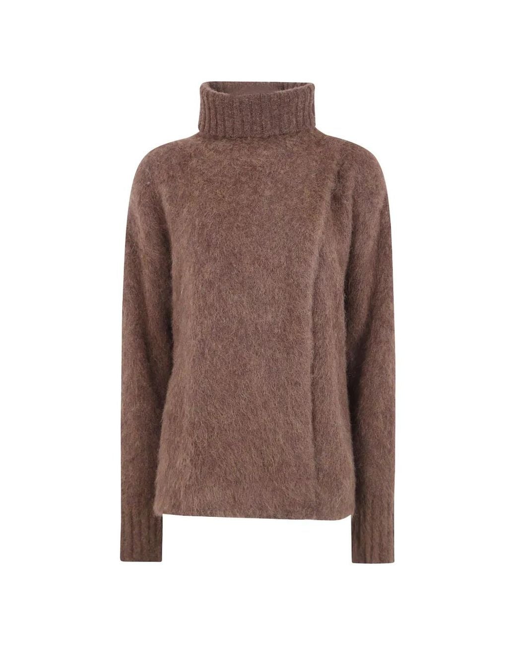 Uma Wang Brown Roll-Neck Alpaca-Wool Sweater