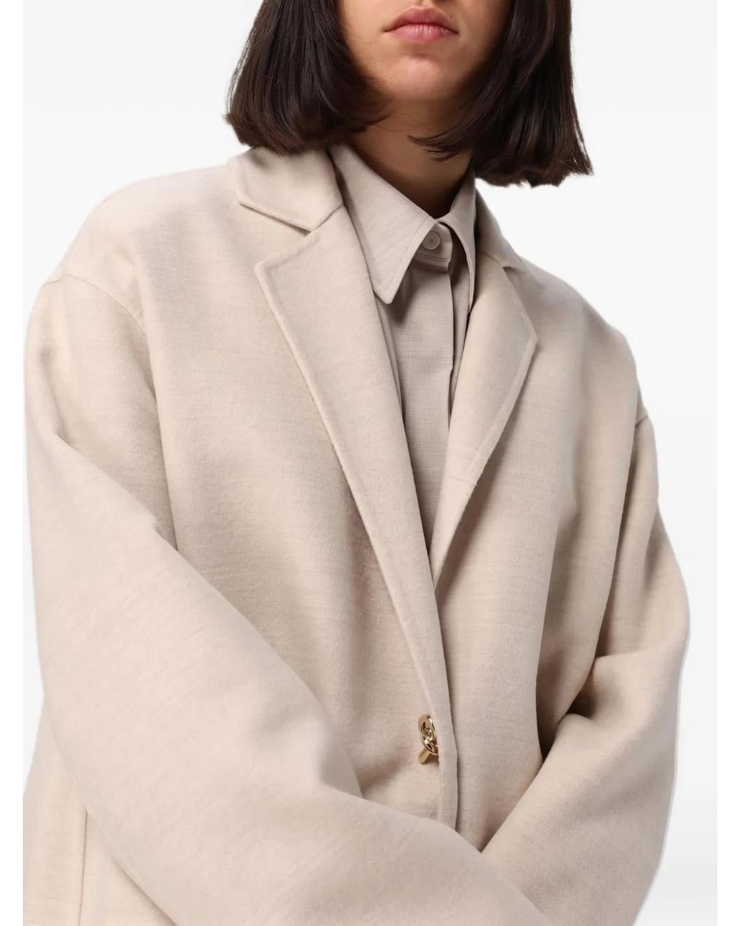 Fabiana Filippi Natural Notched-Lapels Single-Breasted Coat