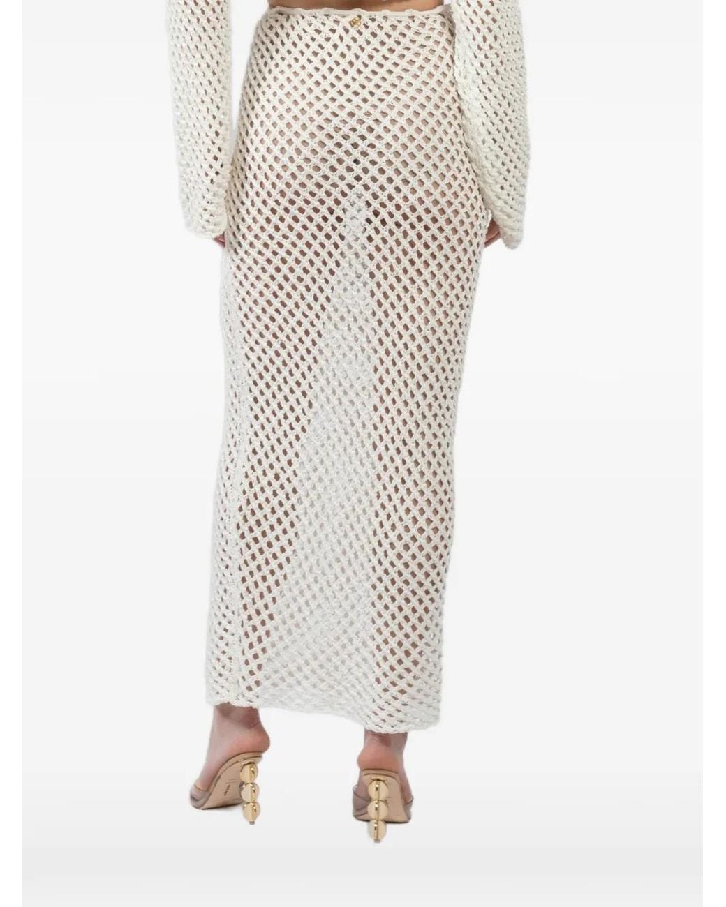 Bananhot Gray Open-Knit Skirt