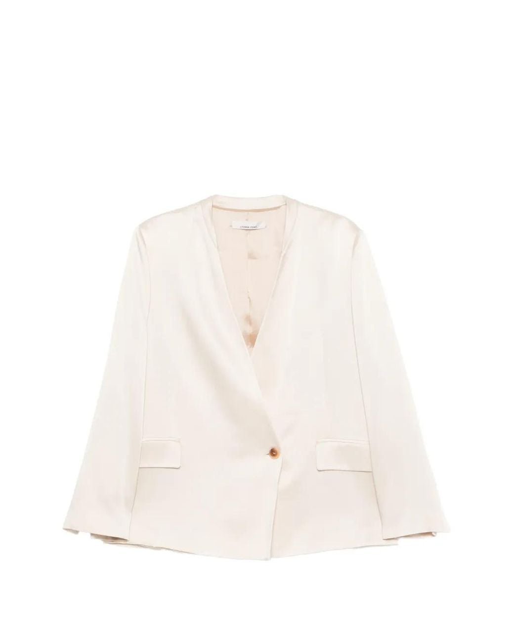 Liviana Conti Natural Long-Sleeve Single-Button Blazer