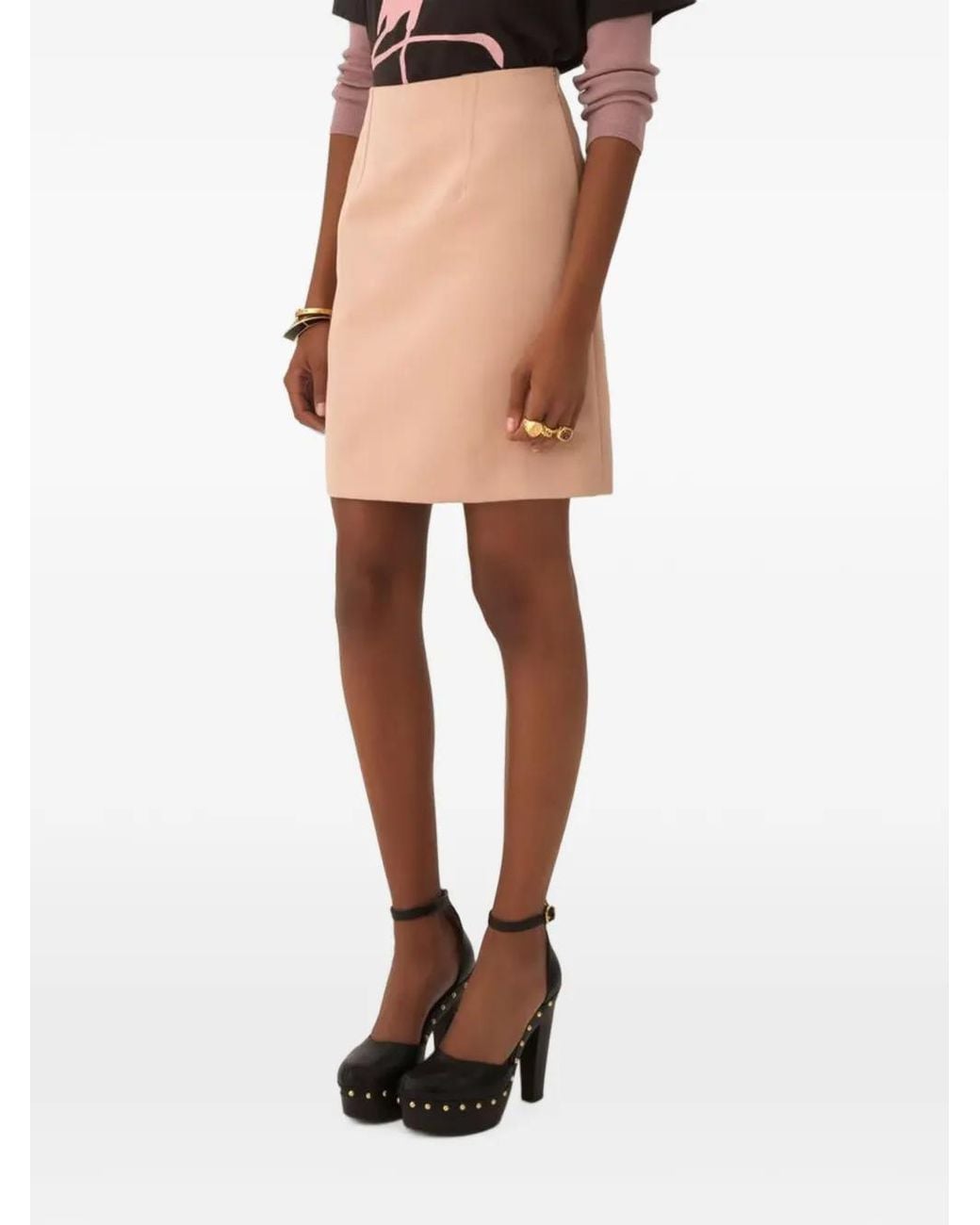 Chloé Natural Short Satin Pencil Skirt