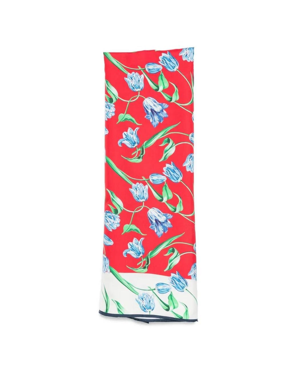 KENZO White Floral-Print Silk Scarf for men