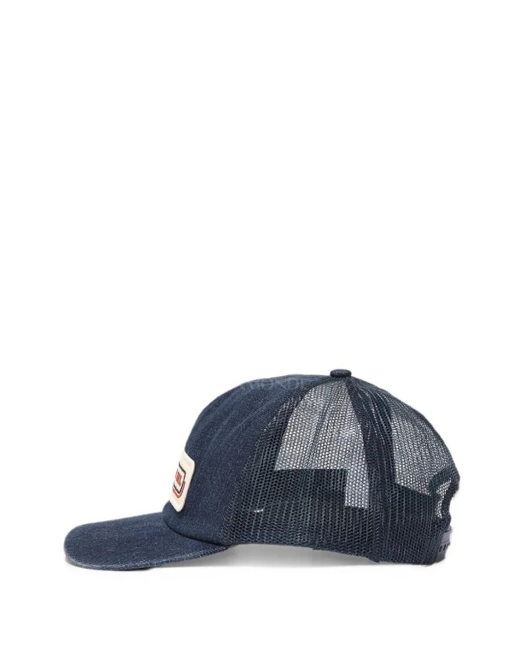 RRL Blue Logo-Patch Mesh-Panel Cap for men