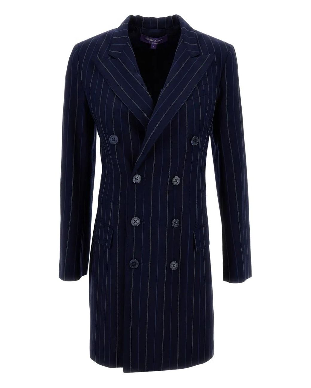 Ralph Lauren Blue Camden Pinstripe Double-Breasted Mini Dress