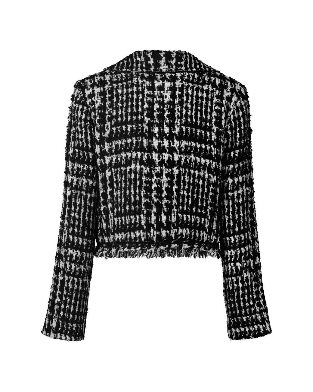 Smythe Black Bouclé-Knit Frayed-Edge Jacket
