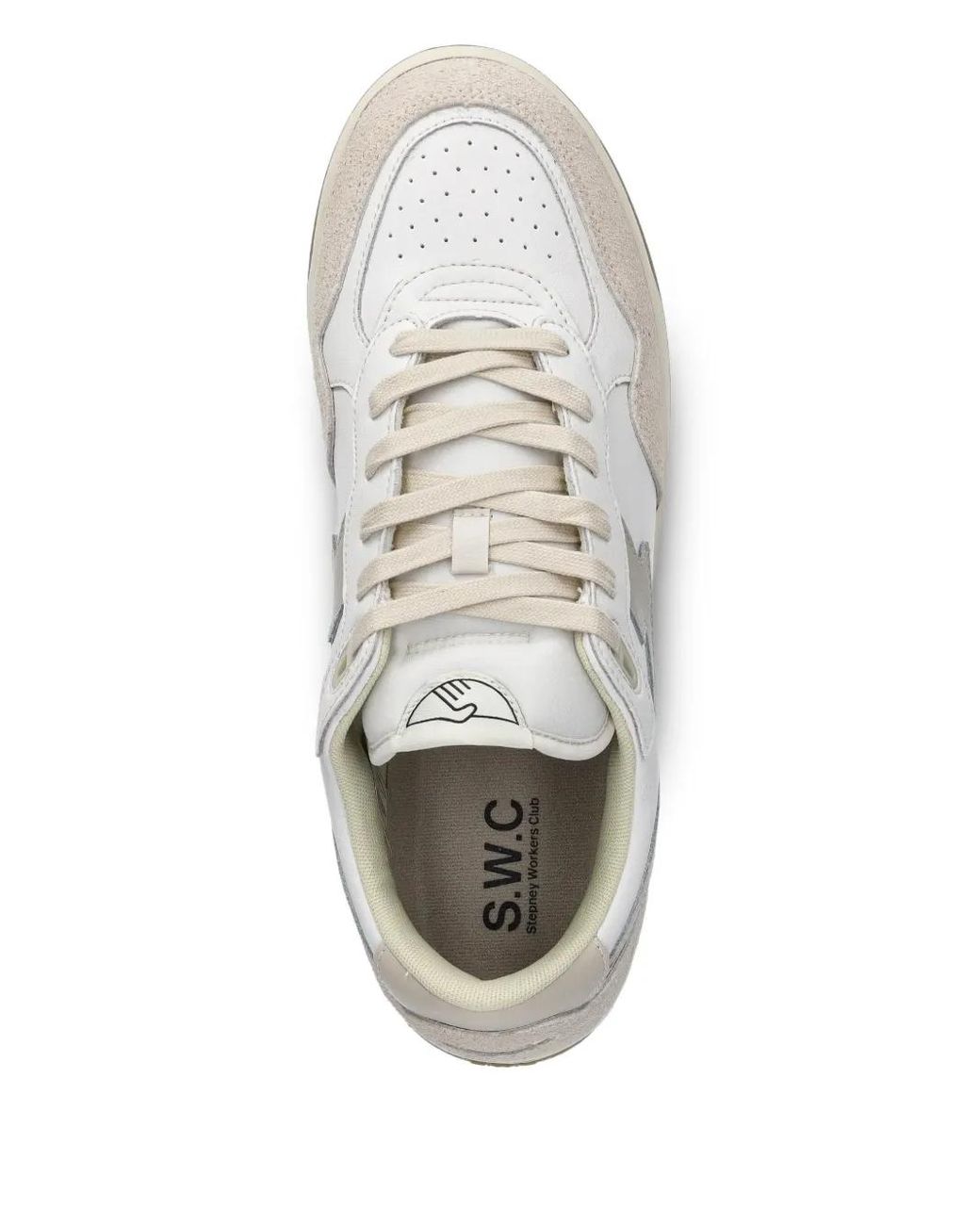 Stepney Workers Club White Leather Suede Low-Top Sneakers for men