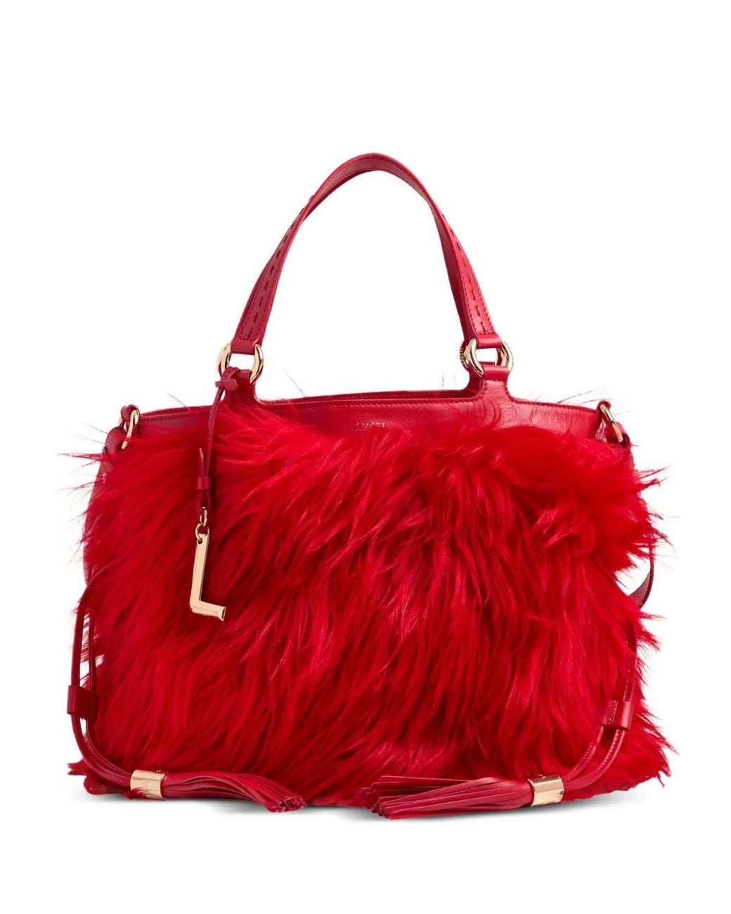Lancel Red Sac Seau Premier Flirt Format Moyen En Fourrure