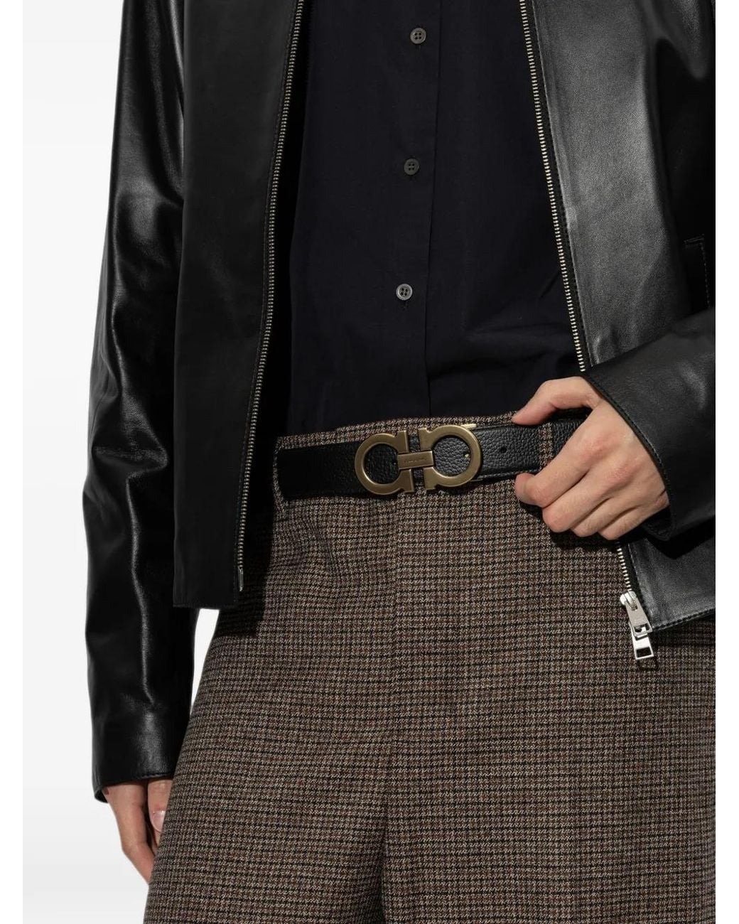 Ferragamo Brown Gancini Reversible Belt for men