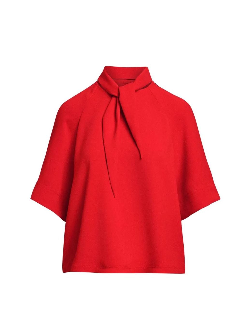 Essentiel Antwerp Red Kassie Pussy-Bow Blouse