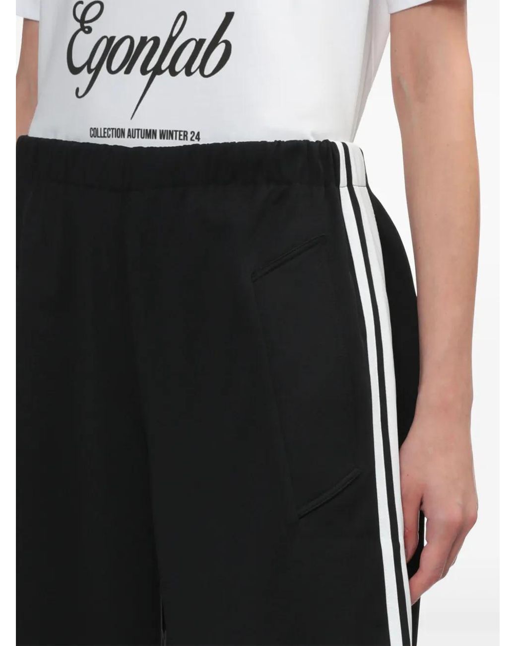 Egonlab Black Striped Cotton-Blend Track Pants for men