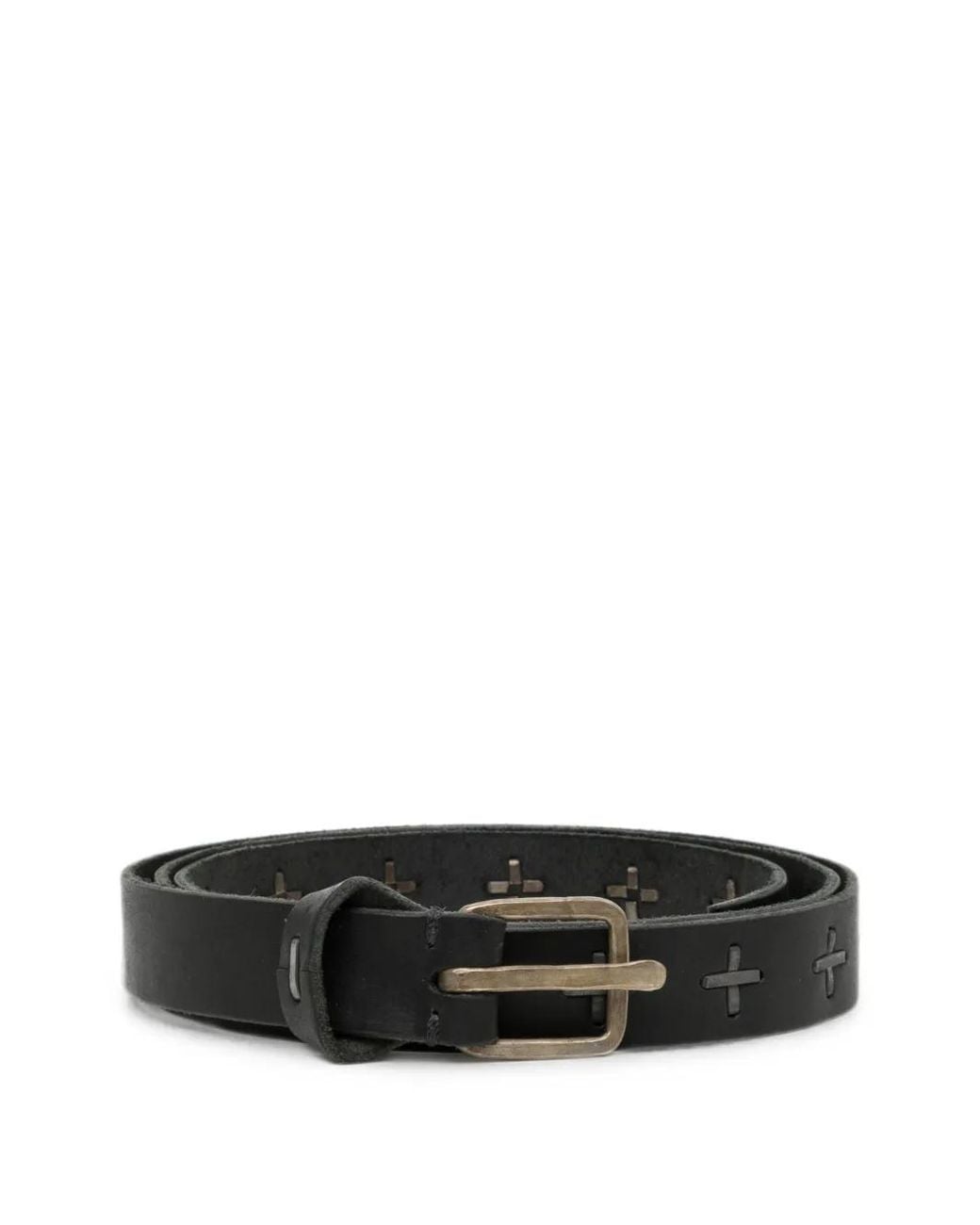 Ma+ White Cross-Staples Q-Buckle Belt for men