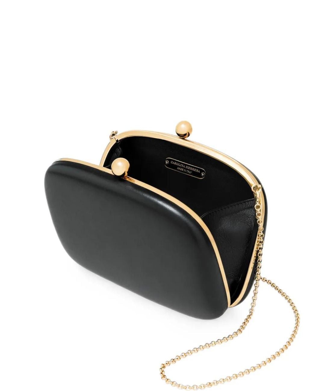 Carolina Herrera Black Vega Leather Clutch