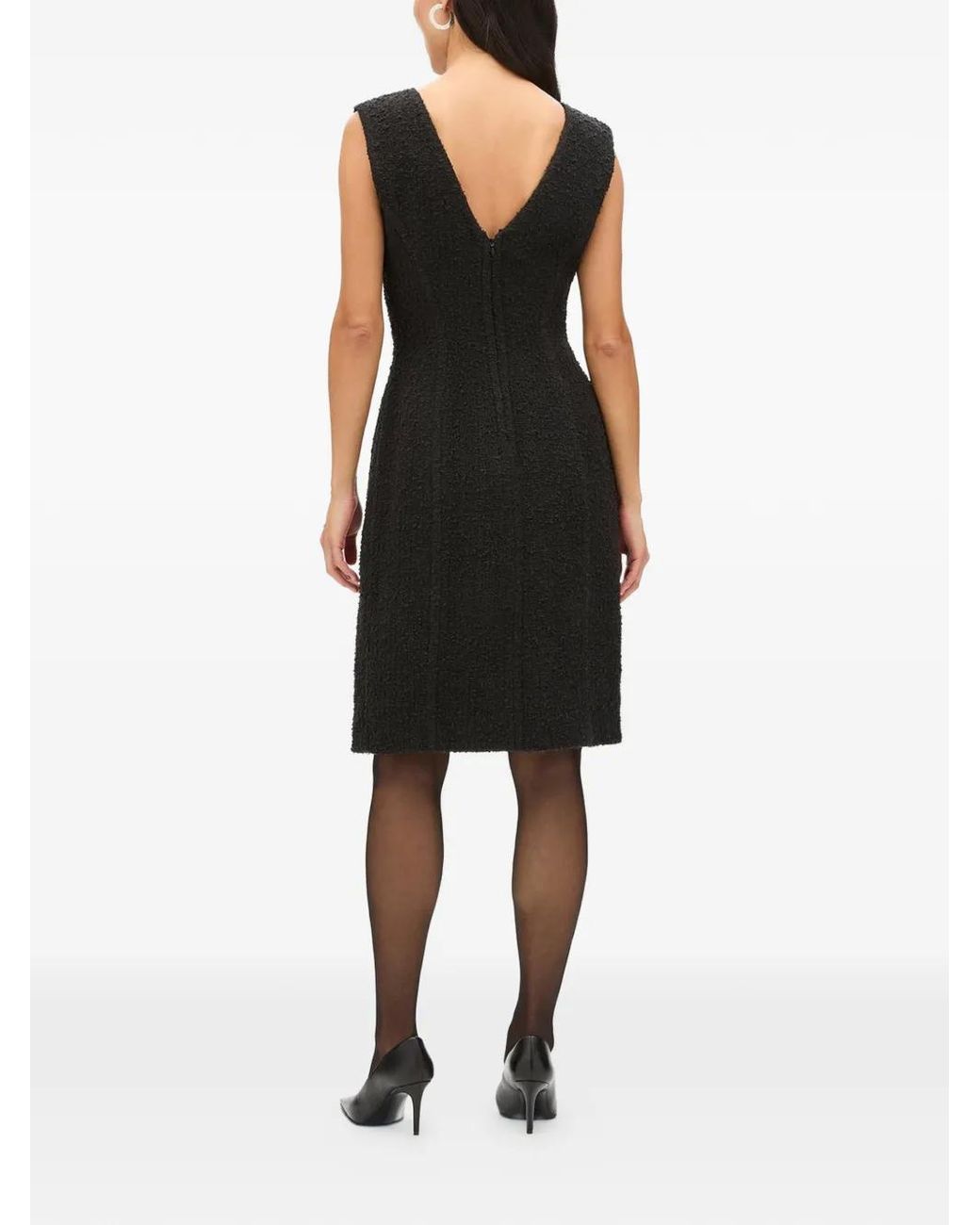 Another Tomorrow Black Sleeveless Tweed Mini Dress