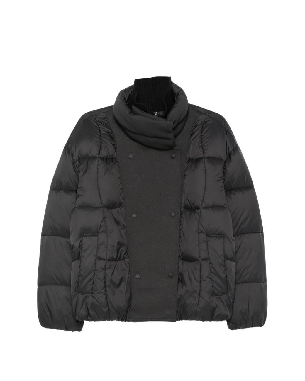 Patrizia Pepe Black Quilted Double-Breasted Jacket