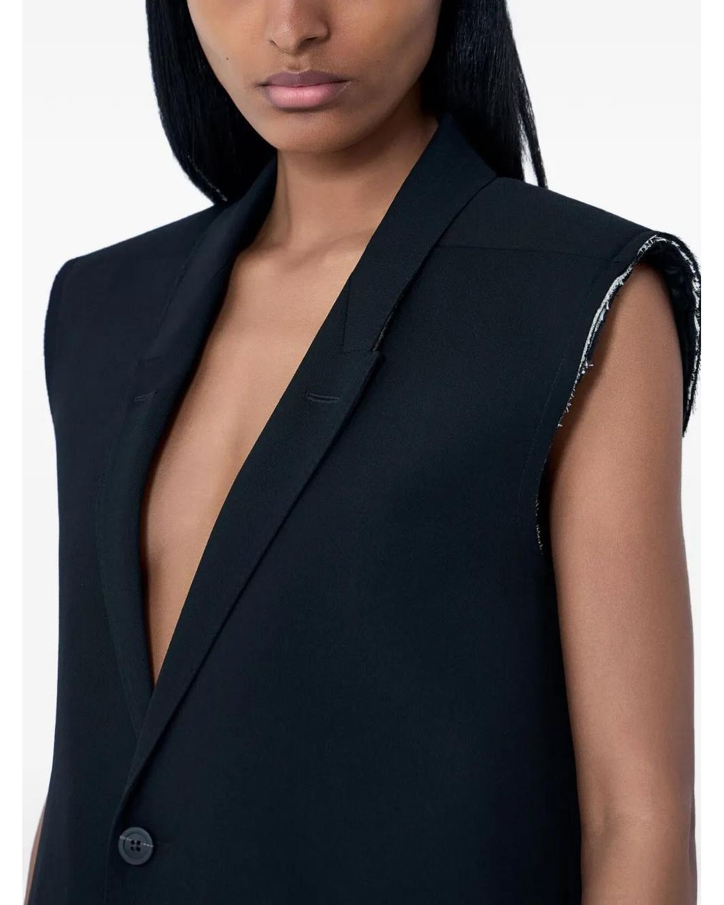 Rick Owens Blue Tailored Waistcoat