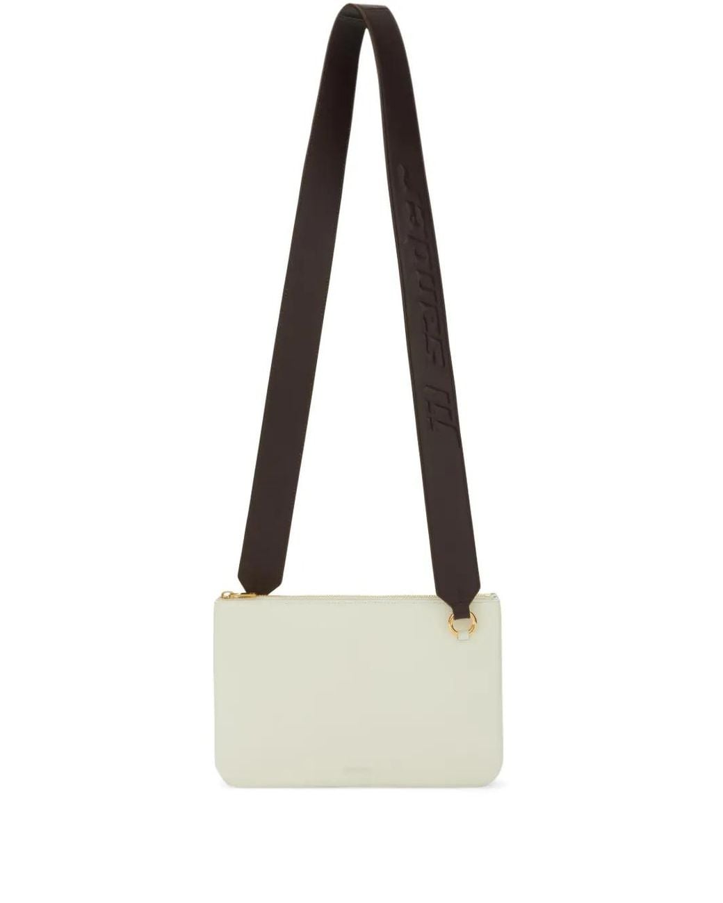 Jil Sander Natural Link Lg Logo-Strap Leather Crossbody Bag