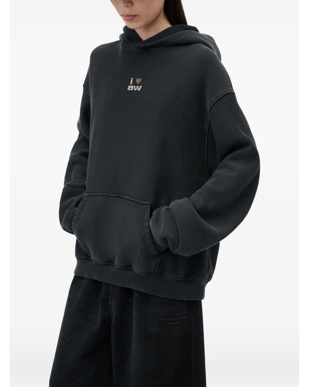 Alexander Wang Black Crystal Hotfix I Heart Hoodie