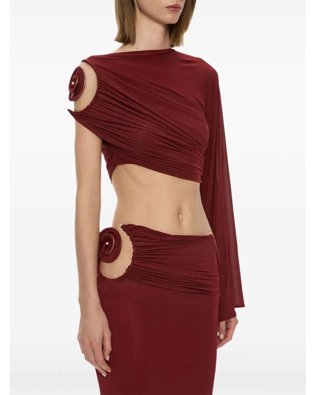 Christopher Esber Red Aurelia Sculpted-Spiral Long Skirt