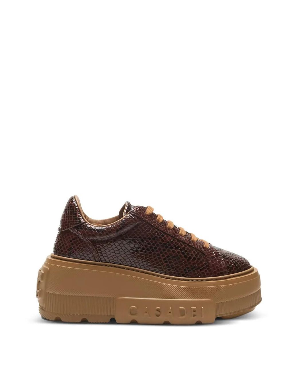 Casadei Brown Nexus Python-Effect Sneakers