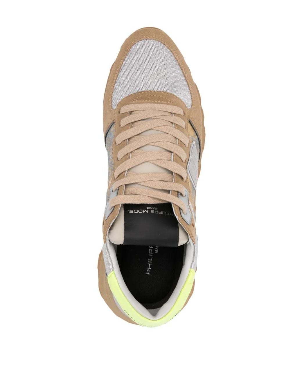 Philippe Model Blue Panelled Leather Mesh Sneakers