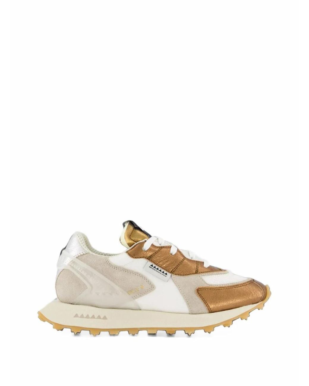 RUN OF White Alloy W Metallic-Effect Panelled Sneakers