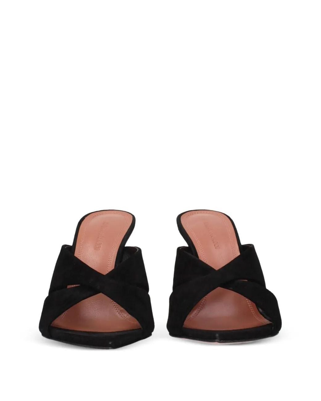 AMINA MUADDI Black Open Toe Heeled Mules