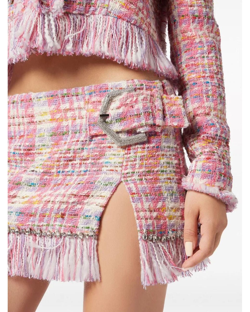 Philipp Plein Pink Mini Skirt Tweed
